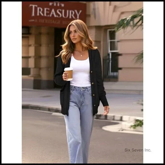 Chunky Knit Cardigan Oversized Button Down Long Sleeve Cozy Fall Sweater - Picture 4 of 7